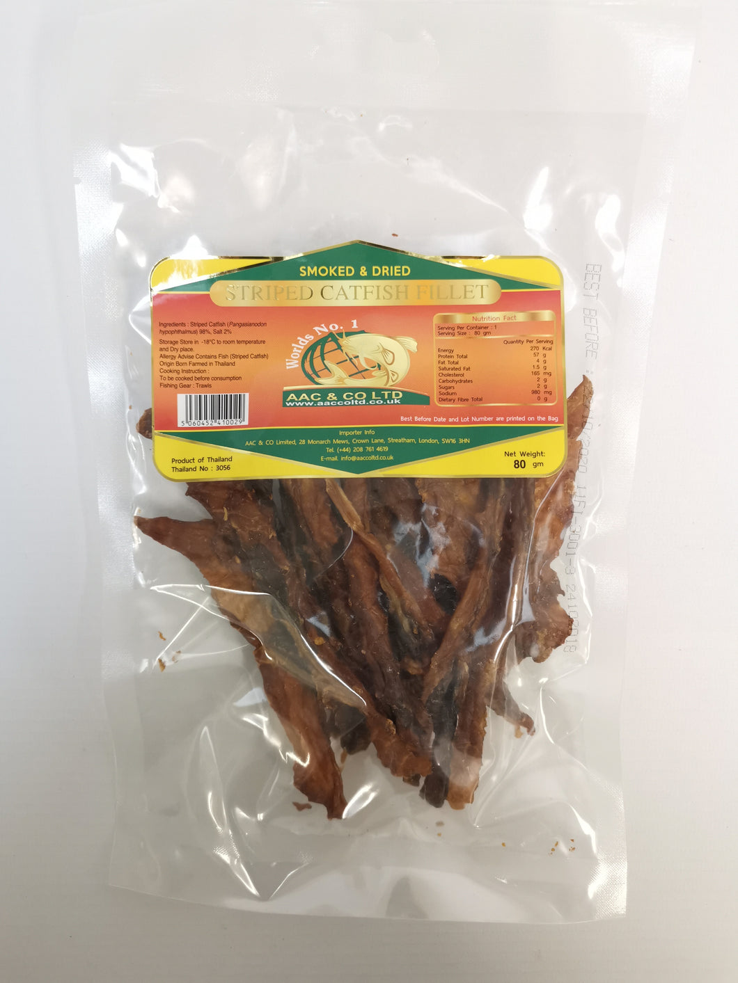 AAC & CO LTD Smoked & Dried Striped Catfish Fillet 80g