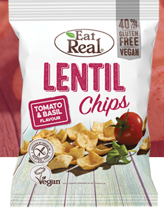 Eat Real Lentil Chips Tomato & Basil Flavour 40g